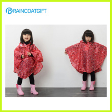 All Over Logo Printed Girl&#39;s Polyester Rain Poncho Rpy-016